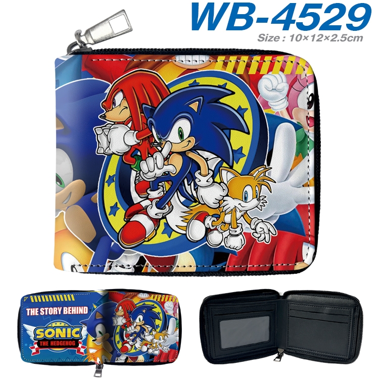 Sonic The Hedgehog Anime Full Color Short All Inclusive Zipper Wallet 10x12x2.5cm WB-4529A