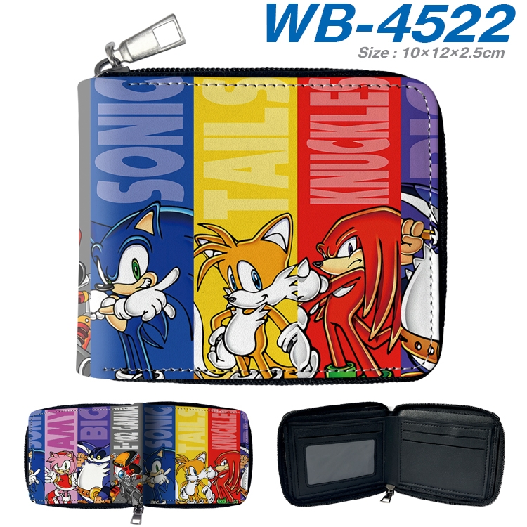 Sonic The Hedgehog Anime Full Color Short All Inclusive Zipper Wallet 10x12x2.5cm WB-4522A