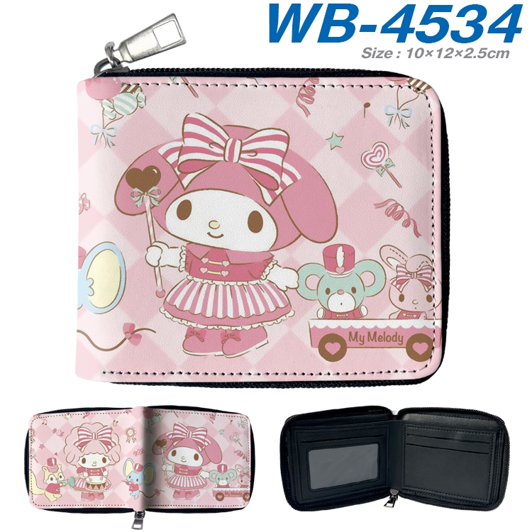 melody  Anime Full Color Short All Inclusive Zipper Wallet 10x12x2.5cm WB-4534A