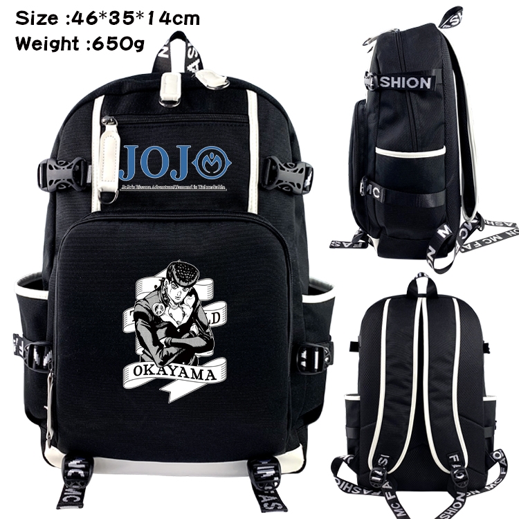 JoJos Bizarre Adventure Data USB backpack Cartoon printed student backpack 46X35X14CM 650G