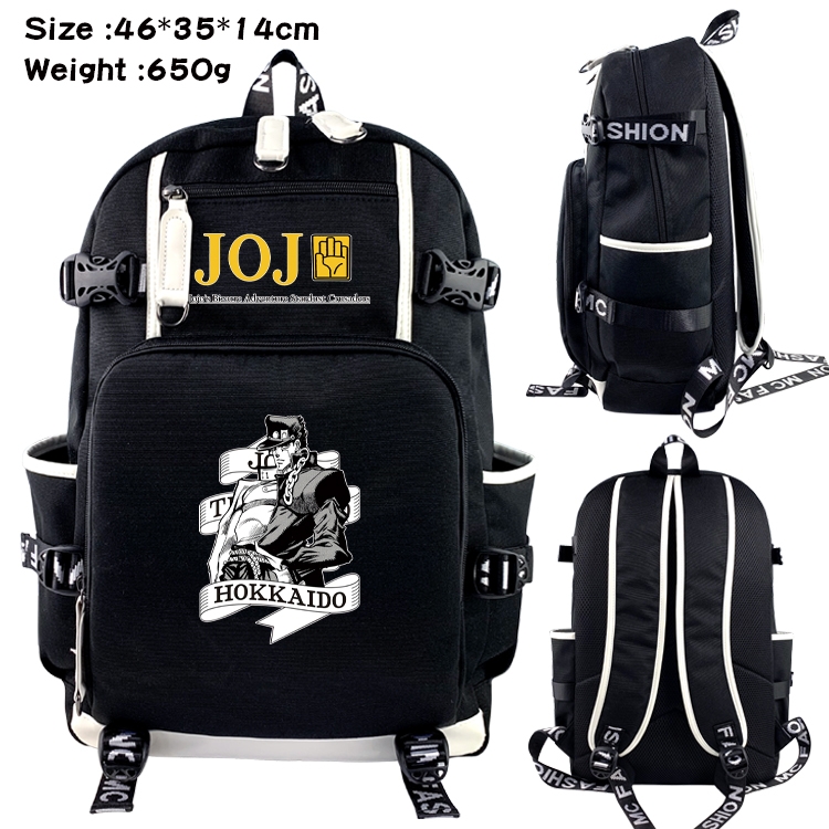 JoJos Bizarre Adventure Data USB backpack Cartoon printed student backpack 46X35X14CM 650G