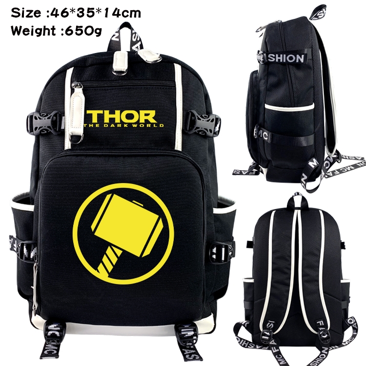 Superhero Movie Data USB backpack Cartoon printed student backpack 46X35X14CM 650G