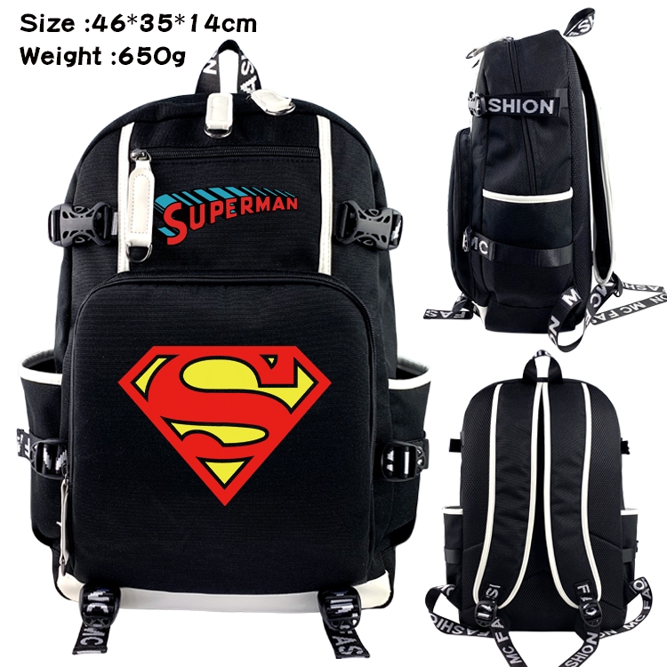 Superhero Movie Data USB backpack Cartoon printed student backpack 46X35X14CM 650G