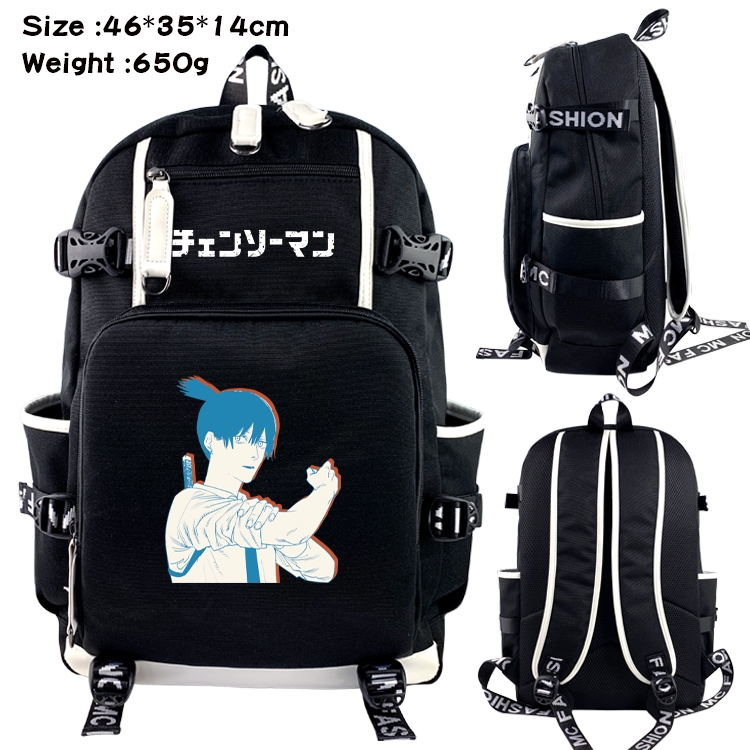 Chainsaw man Data USB backpack Cartoon printed student backpack 46X35X14CM 650G