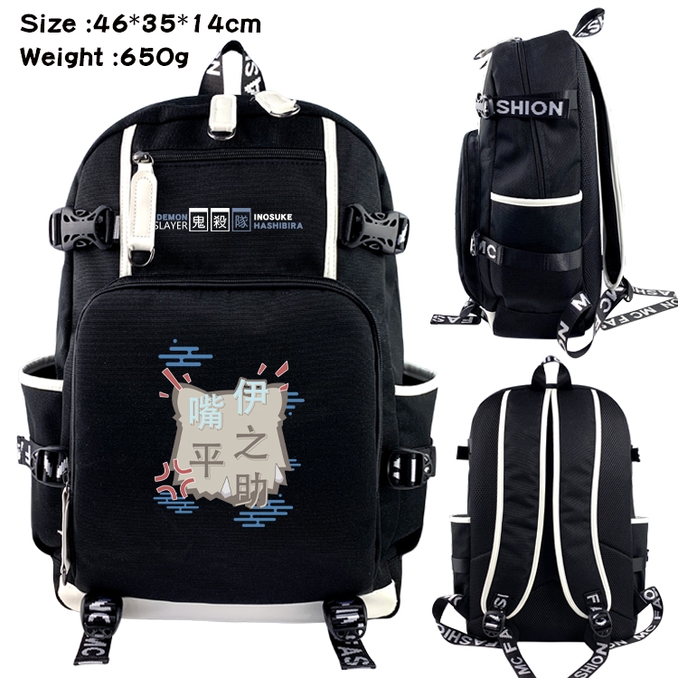 Demon Slayer Kimets Data USB backpack Cartoon printed student backpack 46X35X14CM 650G