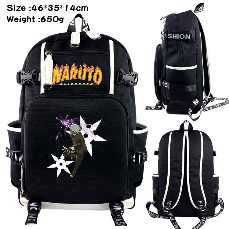 Naruto Data USB backpack Cartoon printed student backpack 46X35X14CM 650G