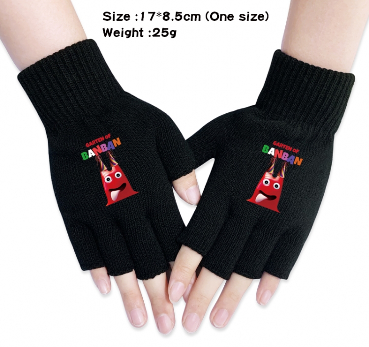 Garten of Banban Anime knitted half finger gloves 17x8.5cm