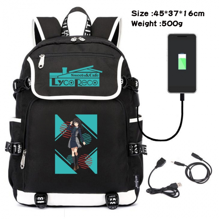 Lycoris Recoil Cartoon data backpack small flap canvas backpack 45X37X16CM