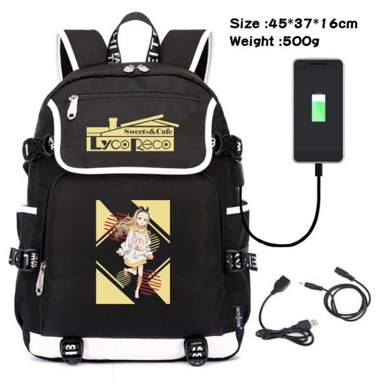 Lycoris Recoil Cartoon data backpack small flap canvas backpack 45X37X16CM