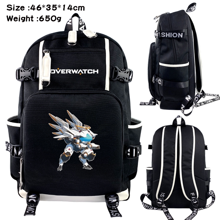 Overwatch Data USB backpack Cartoon printed student backpack 46X35X14CM 650G