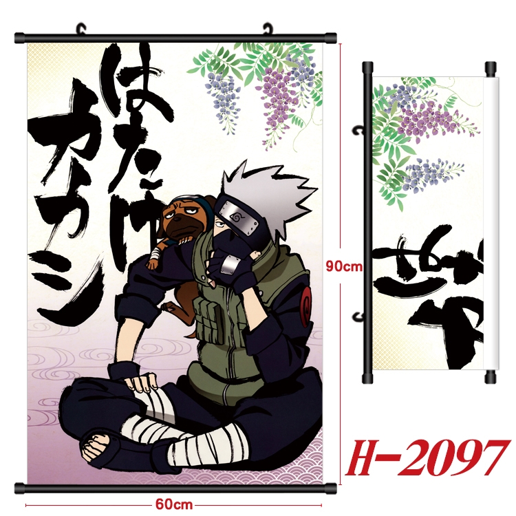 Naruto Anime Black Plastic Rod Canvas Painting Wall Scroll 60X90CM H-2097A