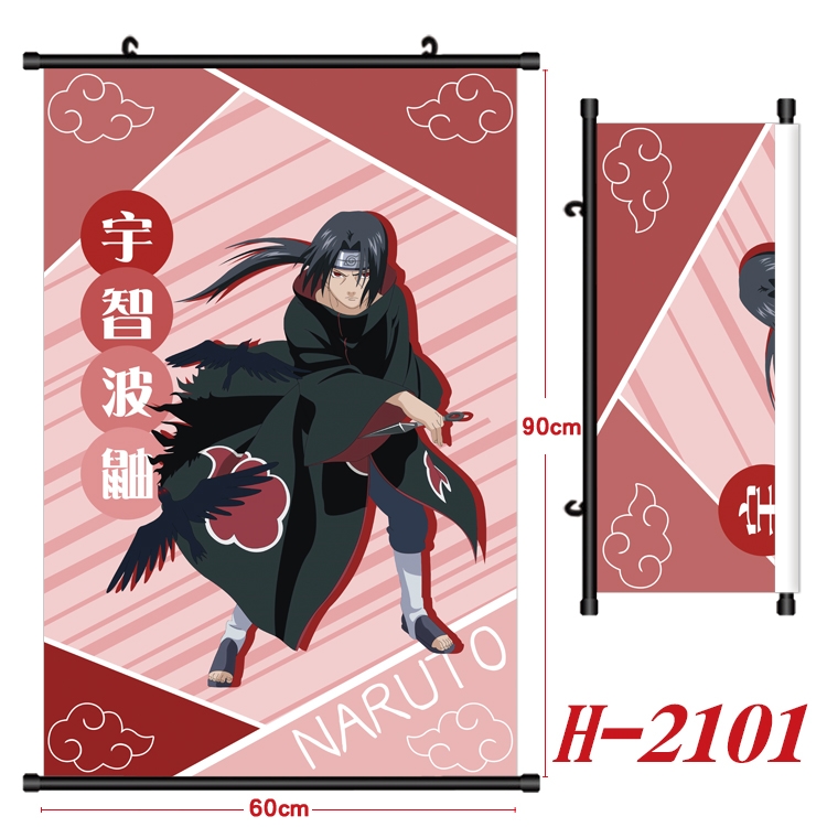 Naruto Anime Black Plastic Rod Canvas Painting Wall Scroll 60X90CM H-2101A