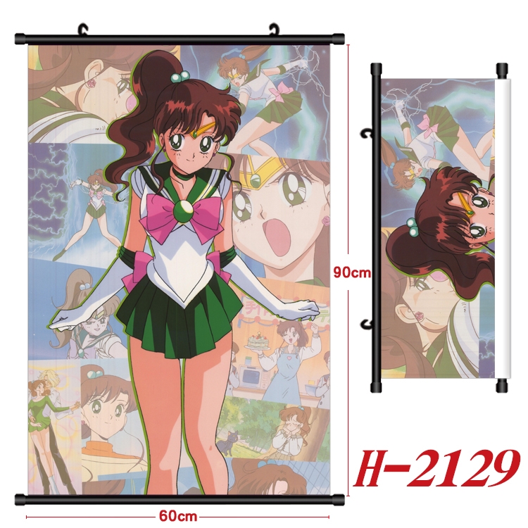 sailormoon Anime Black Plastic Rod Canvas Painting Wall Scroll 60X90CM H-2129A