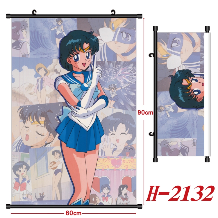 sailormoon Anime Black Plastic Rod Canvas Painting Wall Scroll 60X90CM  H-2132A
