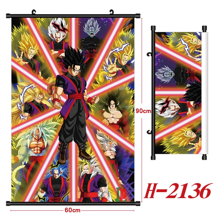 DRAGON BALL Anime Black Plastic Rod Canvas Painting Wall Scroll 60X90CM  H-2136A