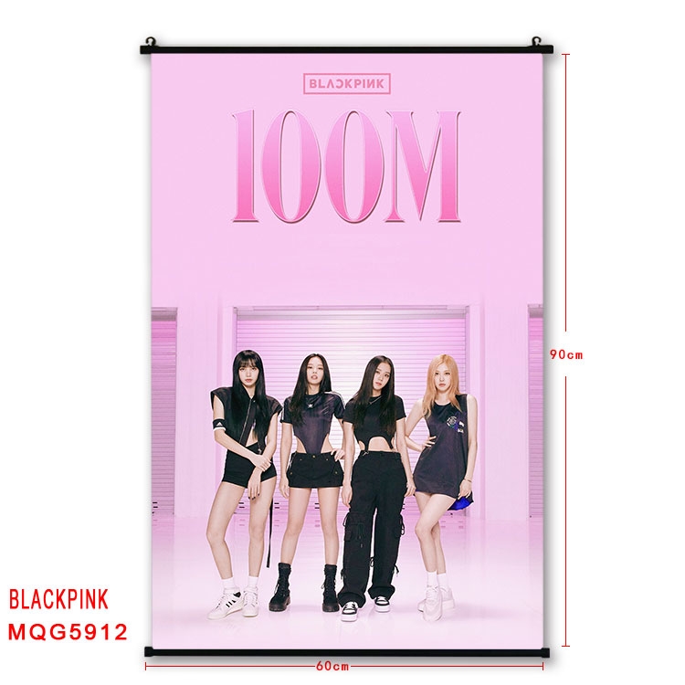 BLACK PINK Anime black Plastic rod Cloth painting Wall Scroll 60X90CM MQG-5912