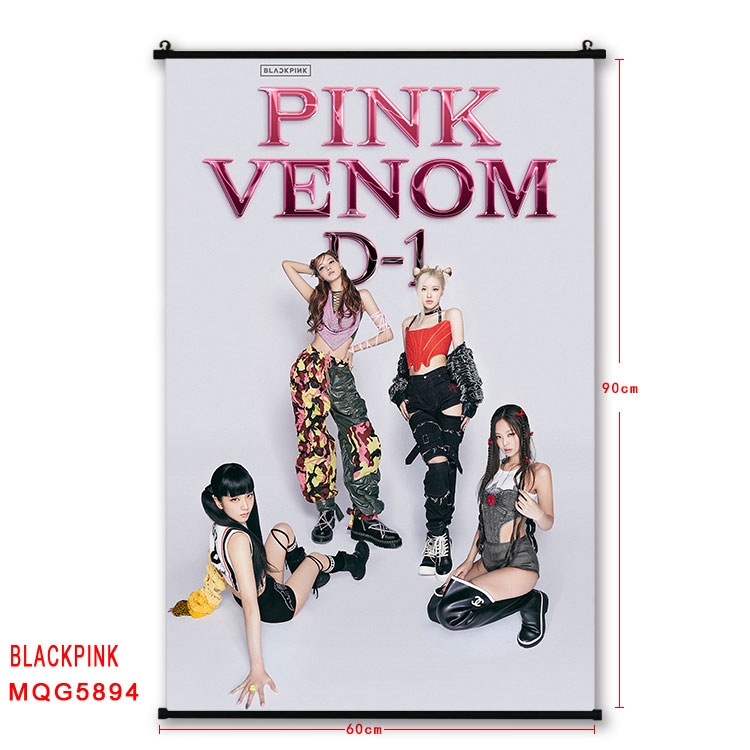 BLACK PINK Anime black Plastic rod Cloth painting Wall Scroll 60X90CM MQG-5894