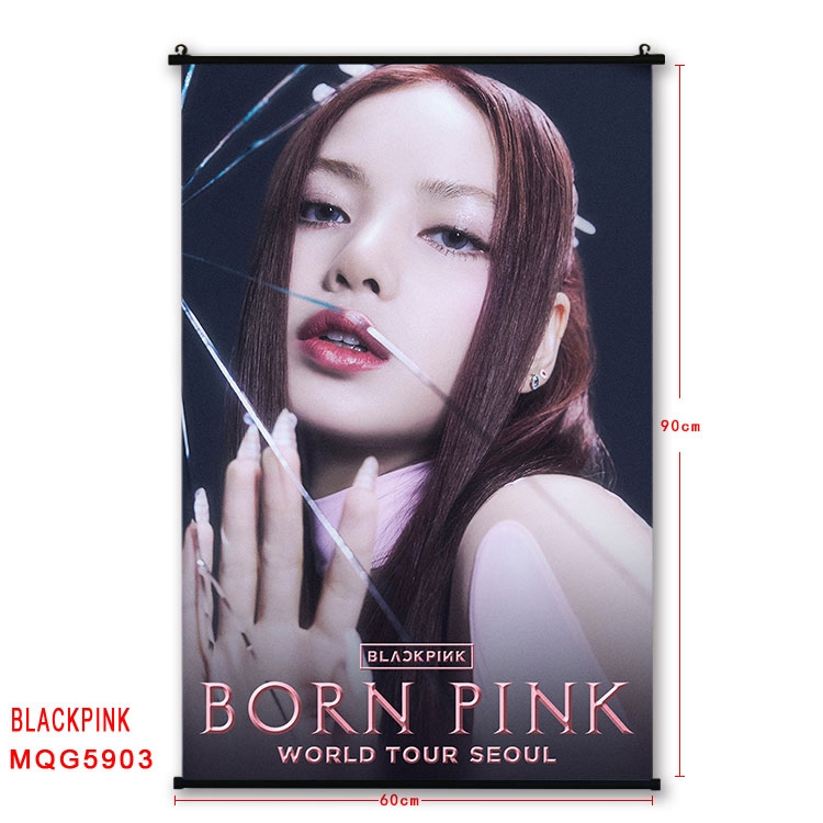 BLACK PINK Anime black Plastic rod Cloth painting Wall Scroll 60X90CM MQG-5903