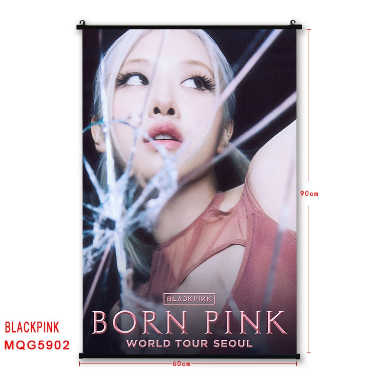 BLACK PINK Anime black Plastic rod Cloth painting Wall Scroll 60X90CM MQG-5902