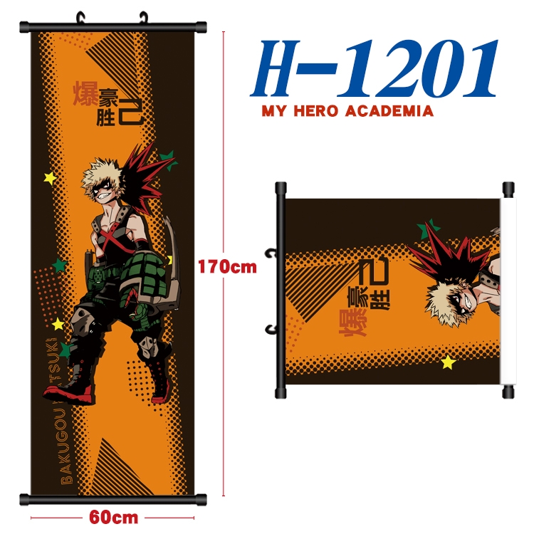 My Hero Academia Black plastic rod cloth hanging canvas painting Wall Scroll 60x170cm H-1201A
