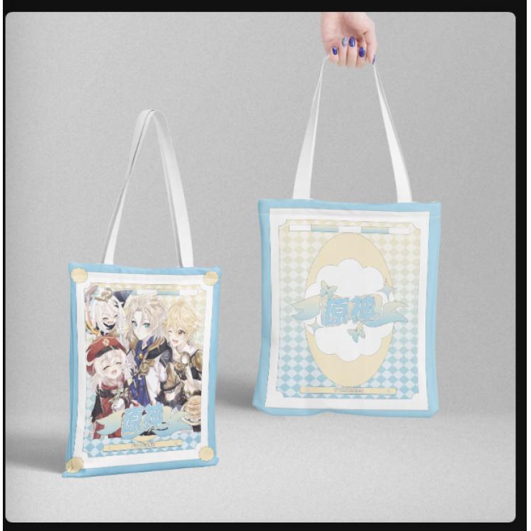 Genshin Impact Anime peripheral canvas handbag gift bag large capacity shoulder bag 36x39cm price for 2 pcs