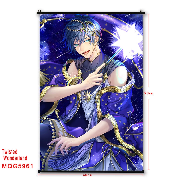 Disney Twisted-Wonderland Anime black Plastic rod Cloth painting Wall Scroll 60X90CM MQG-5961