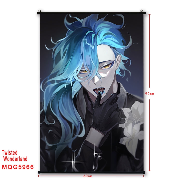 Disney Twisted-Wonderland Anime black Plastic rod Cloth painting Wall Scroll 60X90CM MQG-5966