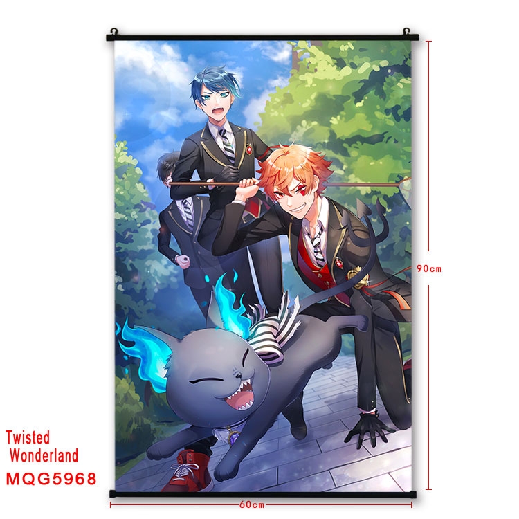 Disney Twisted-Wonderland Anime black Plastic rod Cloth painting Wall Scroll 60X90CM  MQG-5968