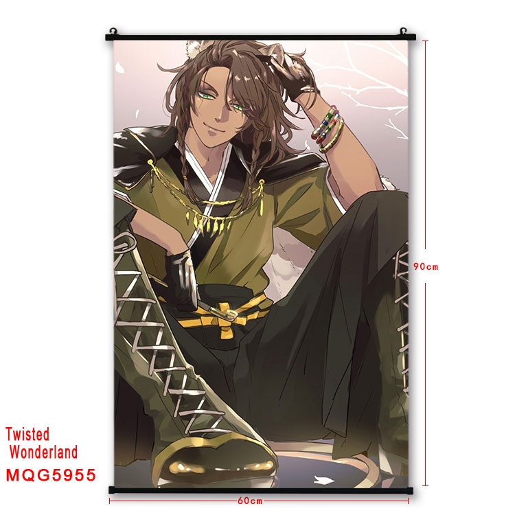 Disney Twisted-Wonderland Anime black Plastic rod Cloth painting Wall Scroll 60X90CM  MQG-5955