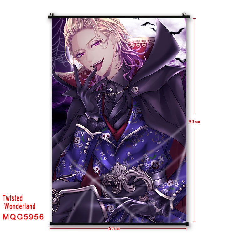 Disney Twisted-Wonderland Anime black Plastic rod Cloth painting Wall Scroll 60X90CM MQG-5956