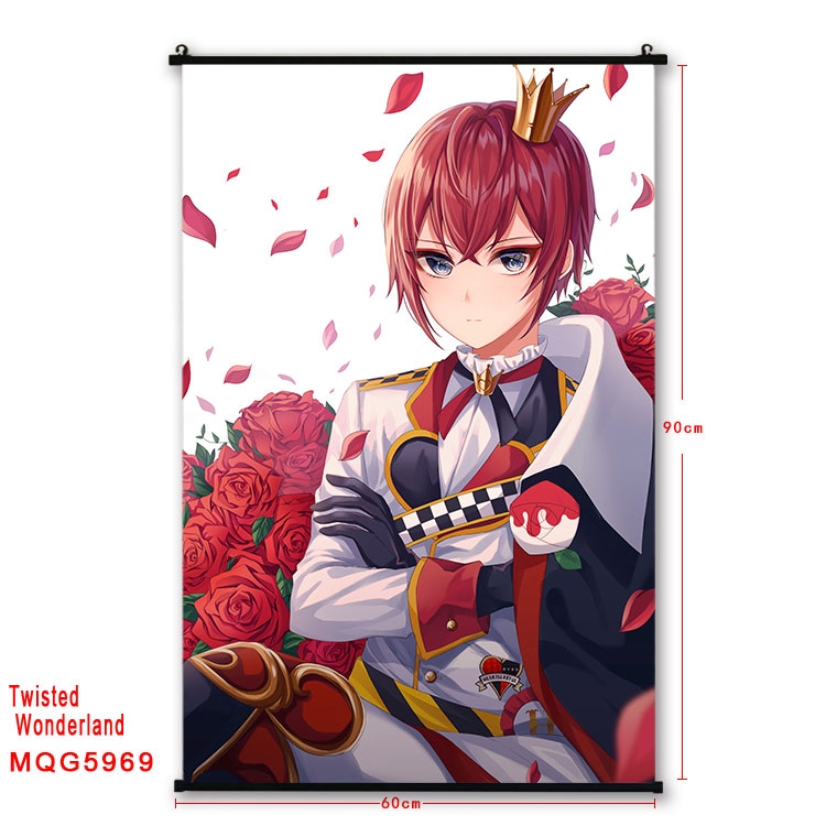 Disney Twisted-Wonderland Anime black Plastic rod Cloth painting Wall Scroll 60X90CM  MQG-5969