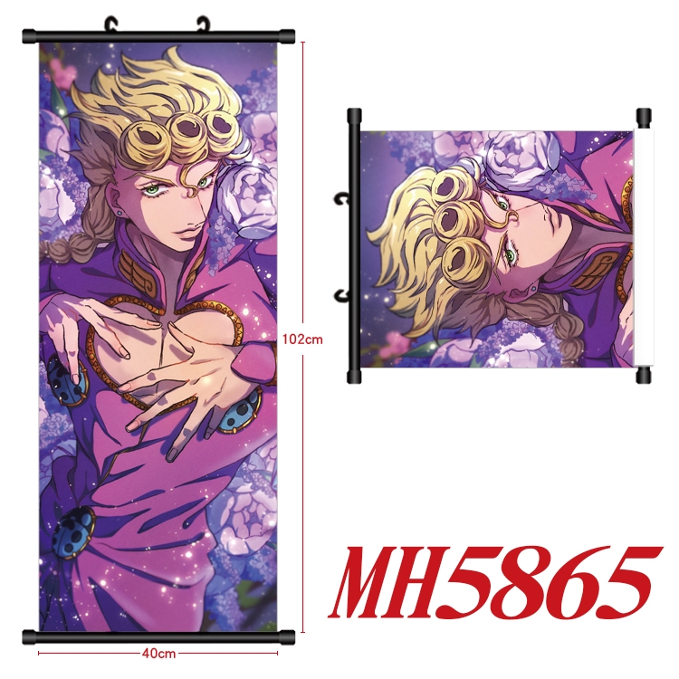 JoJos Bizarre Adventure Anime black Plastic rod Cloth painting Wall Scroll 40X102CM MH5865A