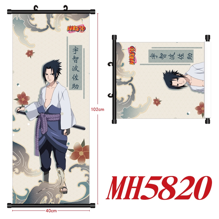 Naruto Anime black Plastic rod Cloth painting Wall Scroll 40X102CM MH5820A