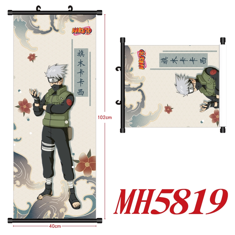 Naruto Anime black Plastic rod Cloth painting Wall Scroll 40X102CM MH5819A