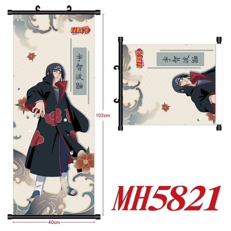 Naruto Anime black Plastic rod Cloth painting Wall Scroll 40X102CM MH5821A