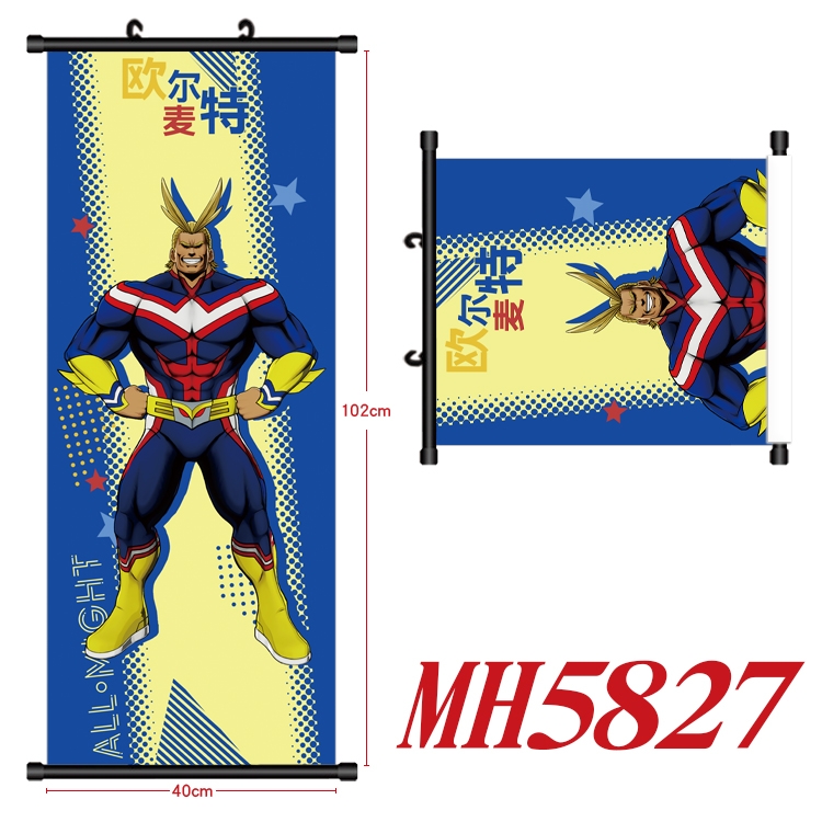 My Hero Academia Anime black Plastic rod Cloth painting Wall Scroll 40X102CM MH5827A