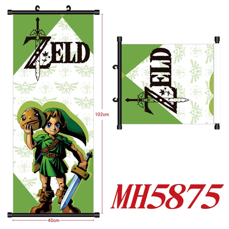 The Legend of Zelda Anime black Plastic rod Cloth painting Wall Scroll 40X102CM MH5875A