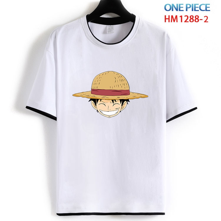 One Piece Cotton round neck black and white edge short sleeve T-shirt from S to 6XL HM 1288 2