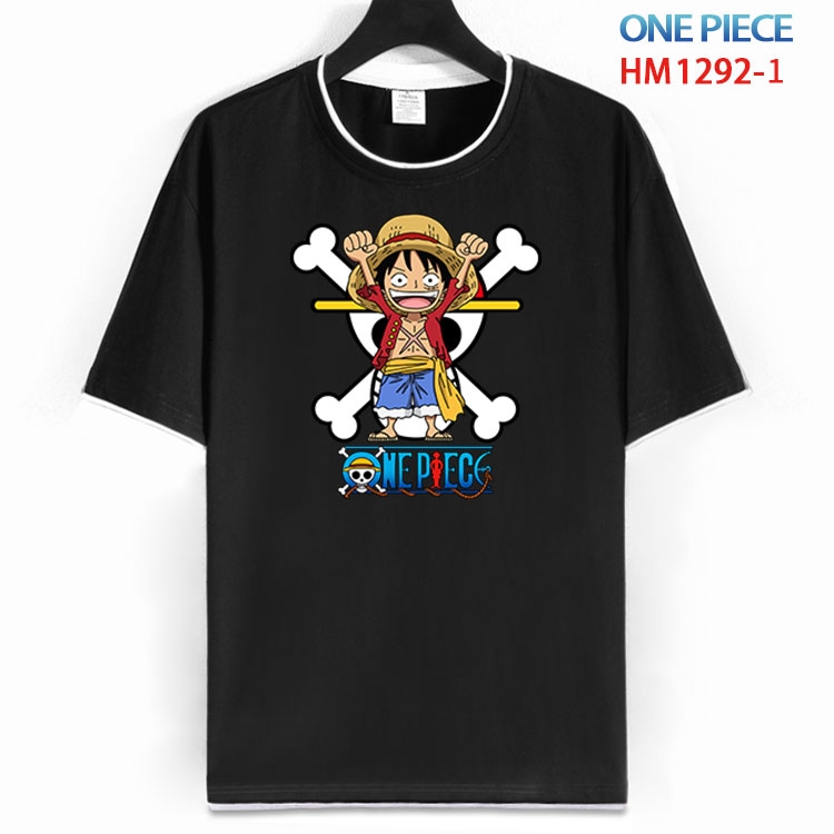 One Piece Cotton round neck black and white edge short sleeve T-shirt from S to 6XL HM 1292 1