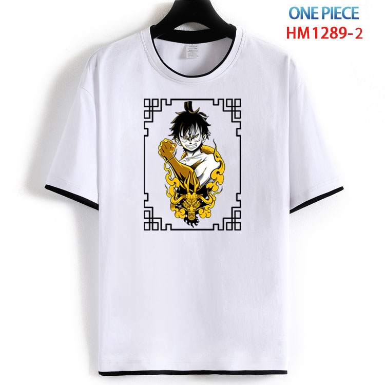 One Piece Cotton round neck black and white edge short sleeve T-shirt from S to 6XL HM 1289 2