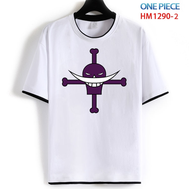 One Piece Cotton round neck black and white edge short sleeve T-shirt from S to 6XL HM 1290 2