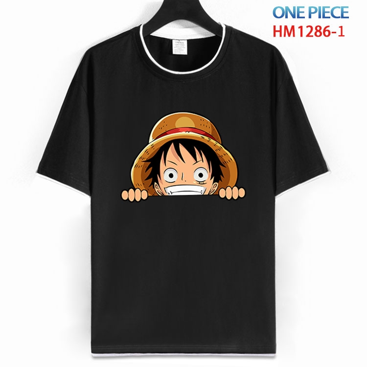 One Piece Cotton round neck black and white edge short sleeve T-shirt from S to 6XL HM 1286 1