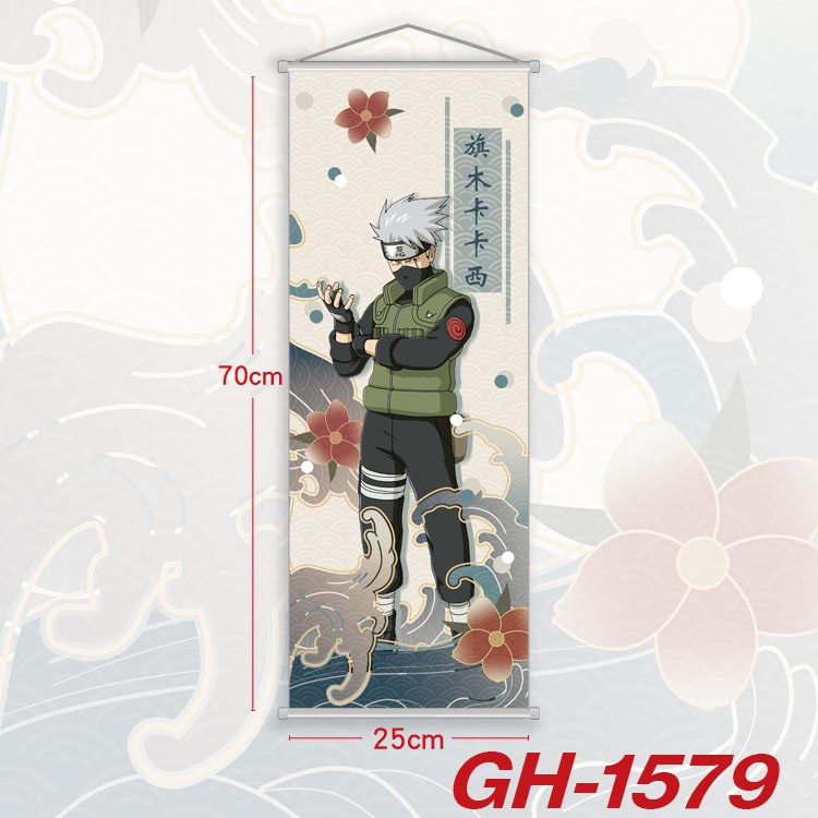 Naruto Plastic Rod Cloth Small Hanging Canvas Painting Wall Scroll 25x70cm price for 5 pcs  GH-1579A