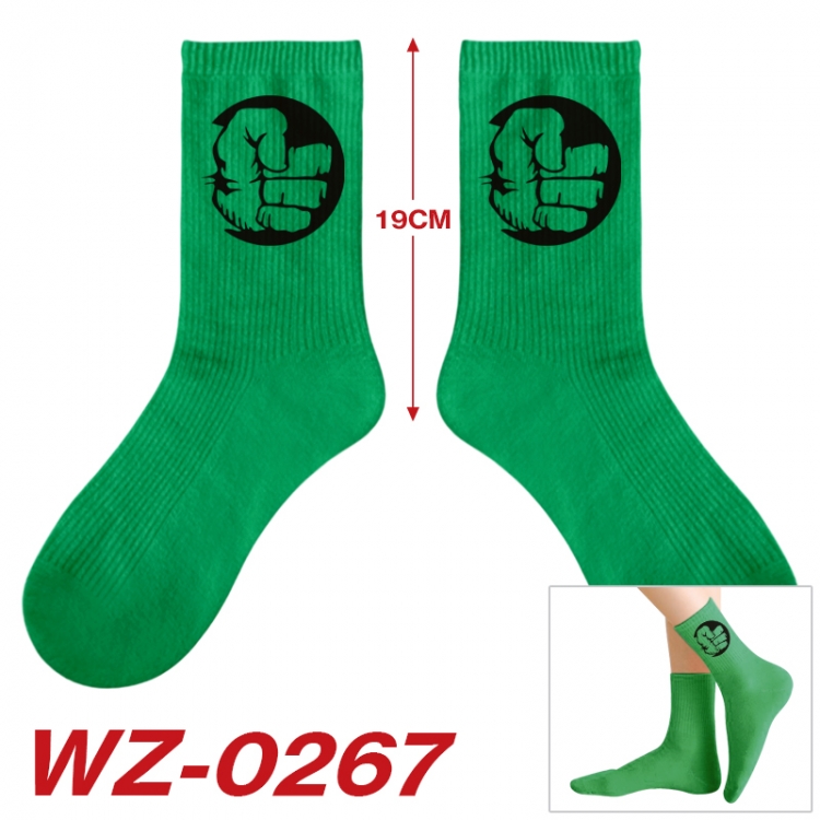 Superhero  Anime printing medium sock tube height 19cm price for  5 pairs WZ-0267