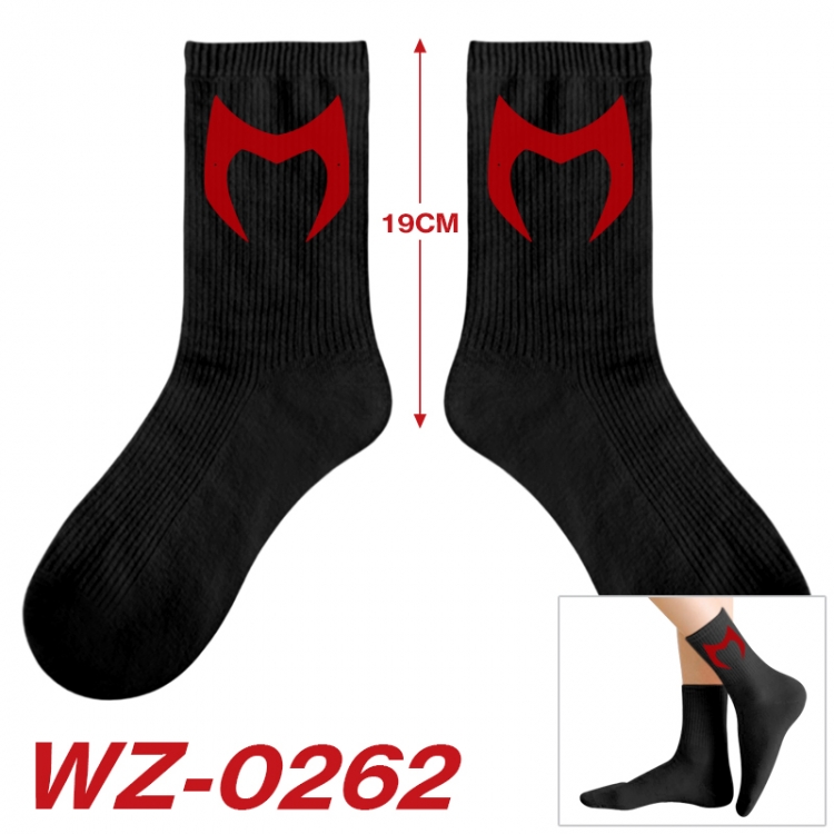 Superhero  Anime printing medium sock tube height 19cm price for  5 pairs WZ-0262