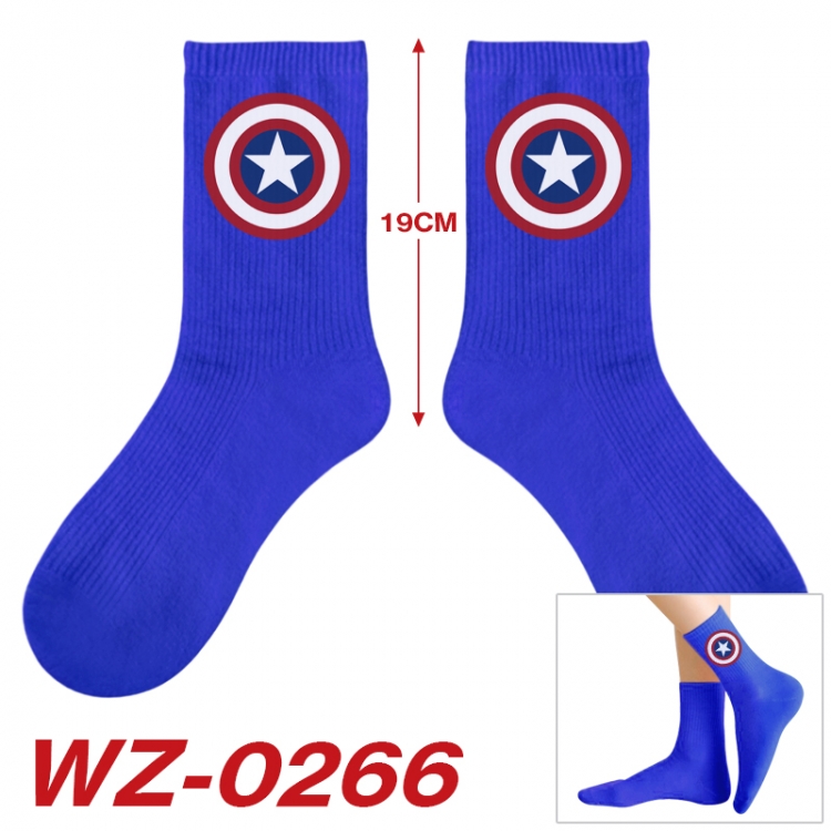 Superhero  Anime printing medium sock tube height 19cm price for  5 pairs WZ-0266