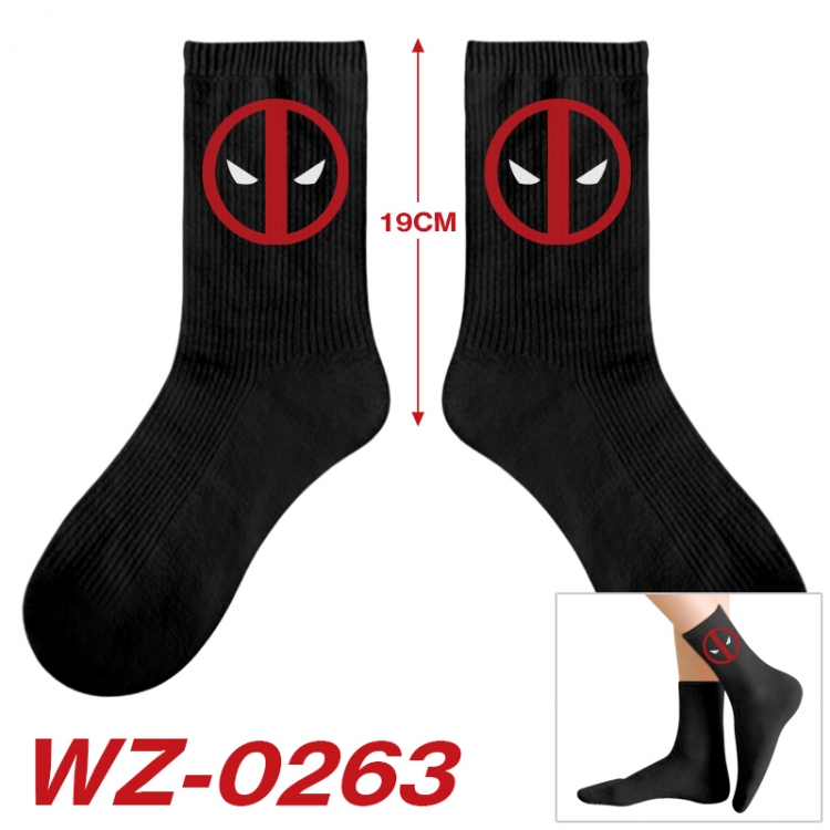 Superhero  Anime printing medium sock tube height 19cm price for  5 pairs WZ-0263