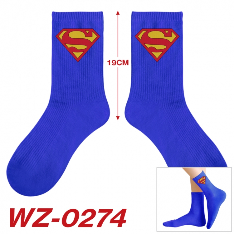Superhero  Anime printing medium sock tube height 19cm price for  5 pairs WZ-0274