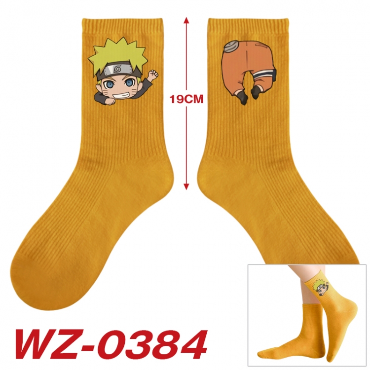 Naruto Anime printing medium sock tube height 19cm price for  5 pairs WZ-0384