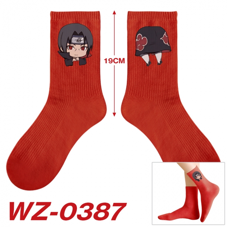 Naruto Anime printing medium sock tube height 19cm price for  5 pairs WZ-0387